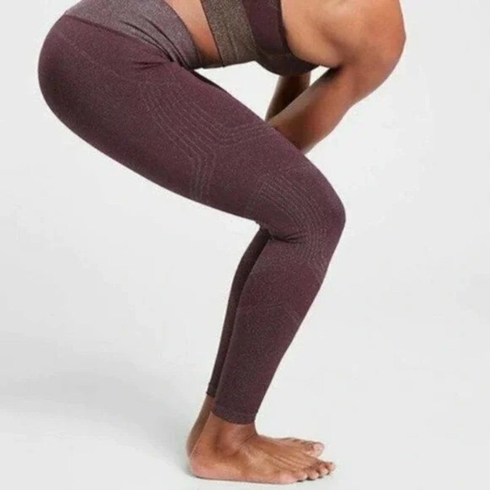 Athleta Twilight Tight Sparkle Seamless Leggings Burgundy XS - Picture 3 of 11